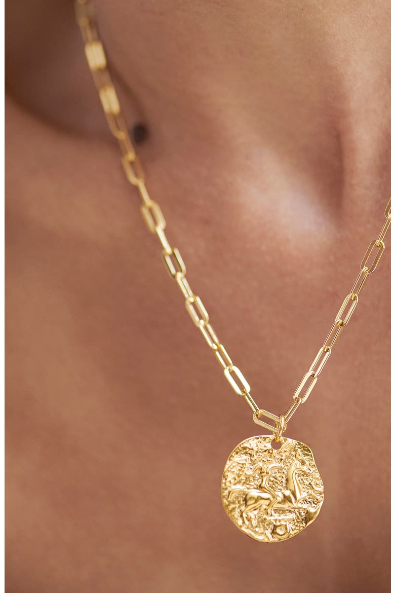 Goddess Coin Pendant Necklace, Alternate, color, 18CT GOLD VERMEIL ON STERLING
