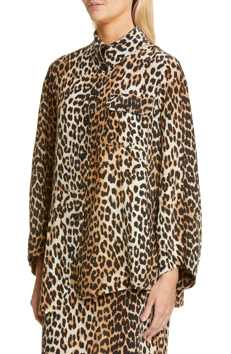 Ganni Leopard Print Shirt, Alternate, color,