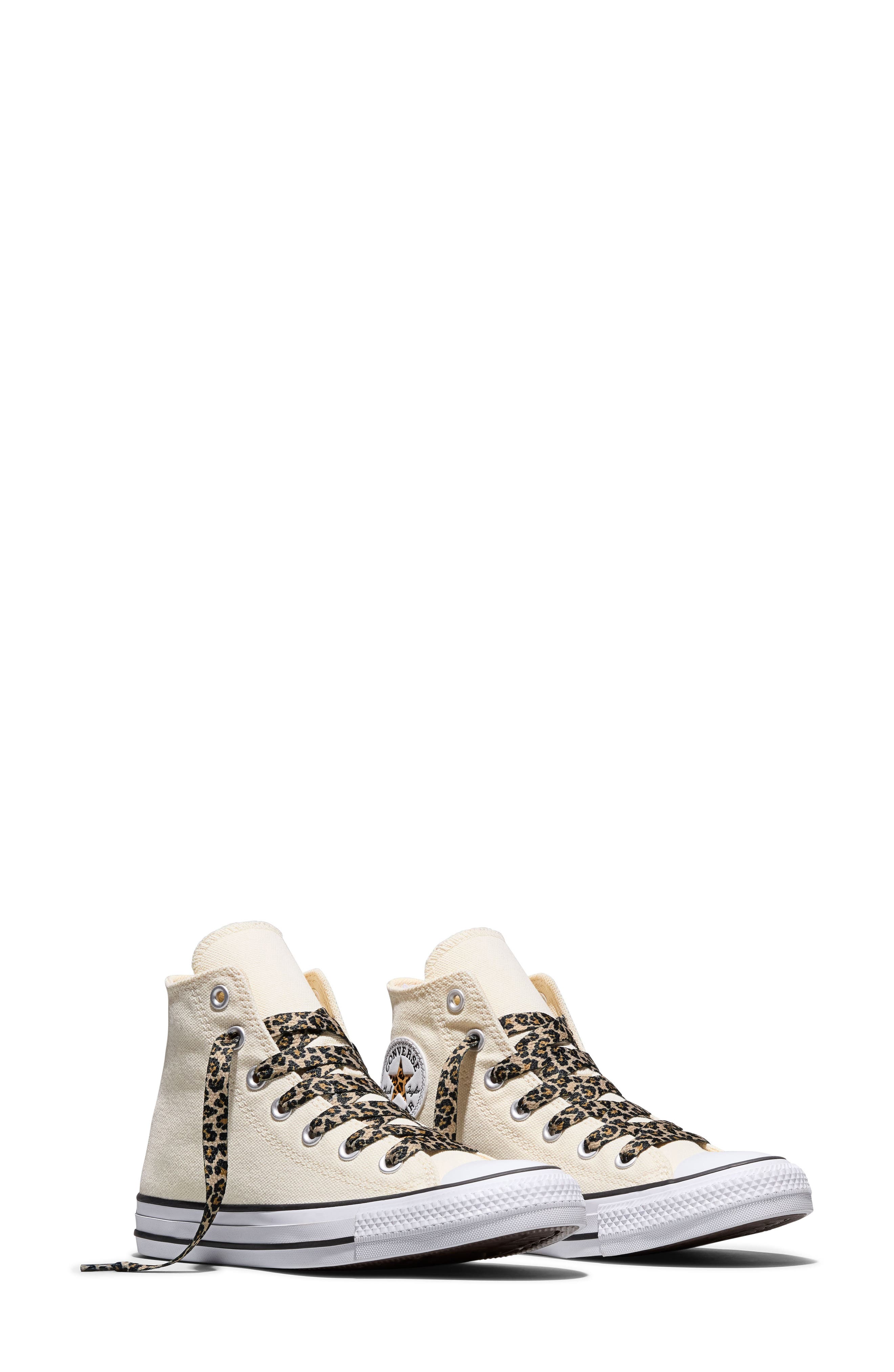 Chuck Taylor All Star Leopard High Top Sneaker, Alternate, color, NATURAL IVORY/ WHITE/ BLACK