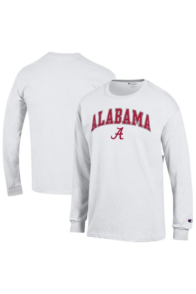 Men's Champion  White Alabama Crimson Tide Arch Over Logo Long Sleeve T-Shirt, Main, color, White