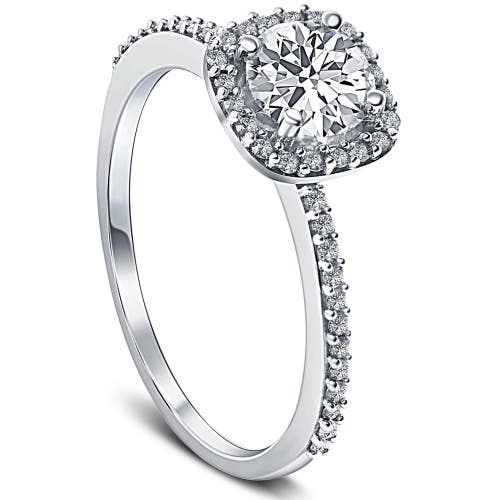 Bliss Diamond 1 Ct Diamond Cushion Halo Engagement Ring Lab Grown 14k Gold In 14k White Gold