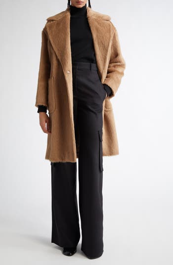 Max Mara Studio Ottanta Alpaca & Virgin Wool Wrap Coat