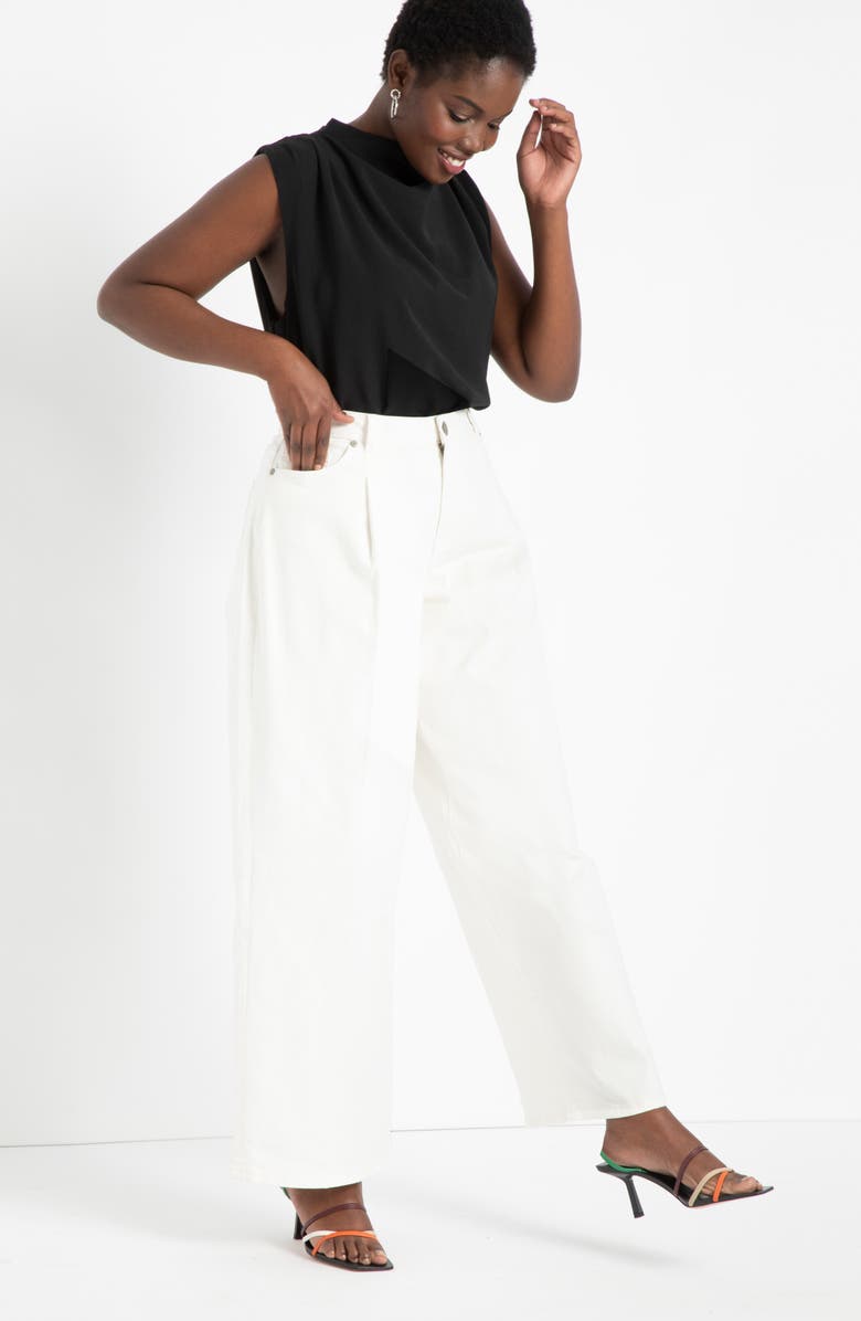 ELOQUII High Waist Wide Leg Relaxed Fit Jeans, Alternate, color,