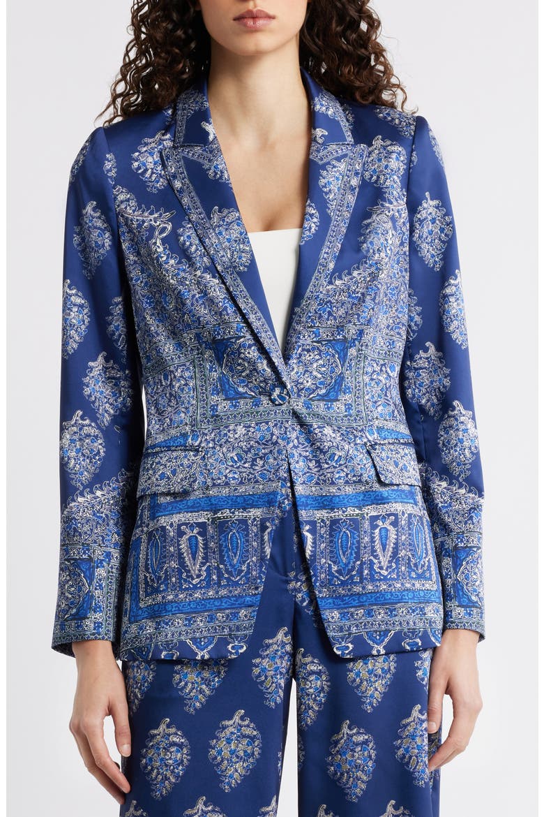Maeve Mixed Paisley Print Satin Jacket, Alternate, color, INDIGO MULTI