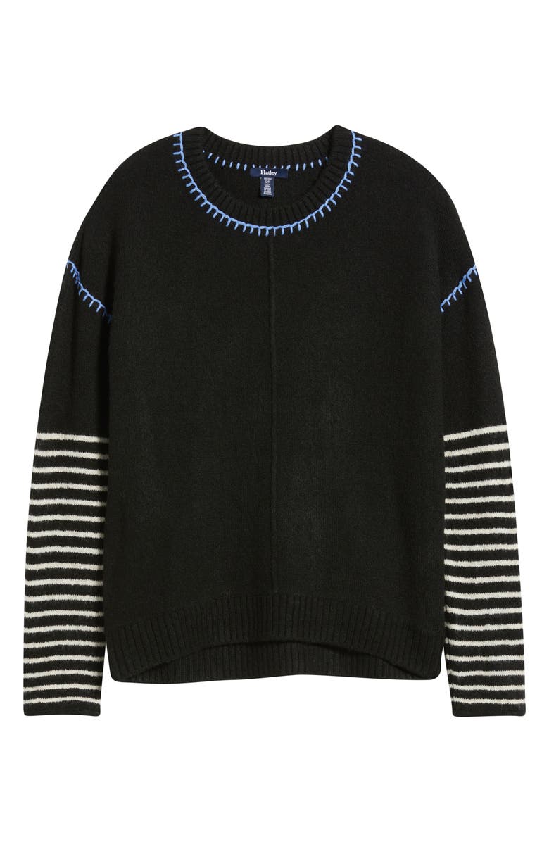 Hatley Avery Blanket Stitch Stripe Sweater, Alternate, color, Black