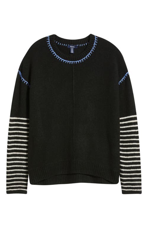Hatley Avery Blanket Stitch Stripe Sweater In Black