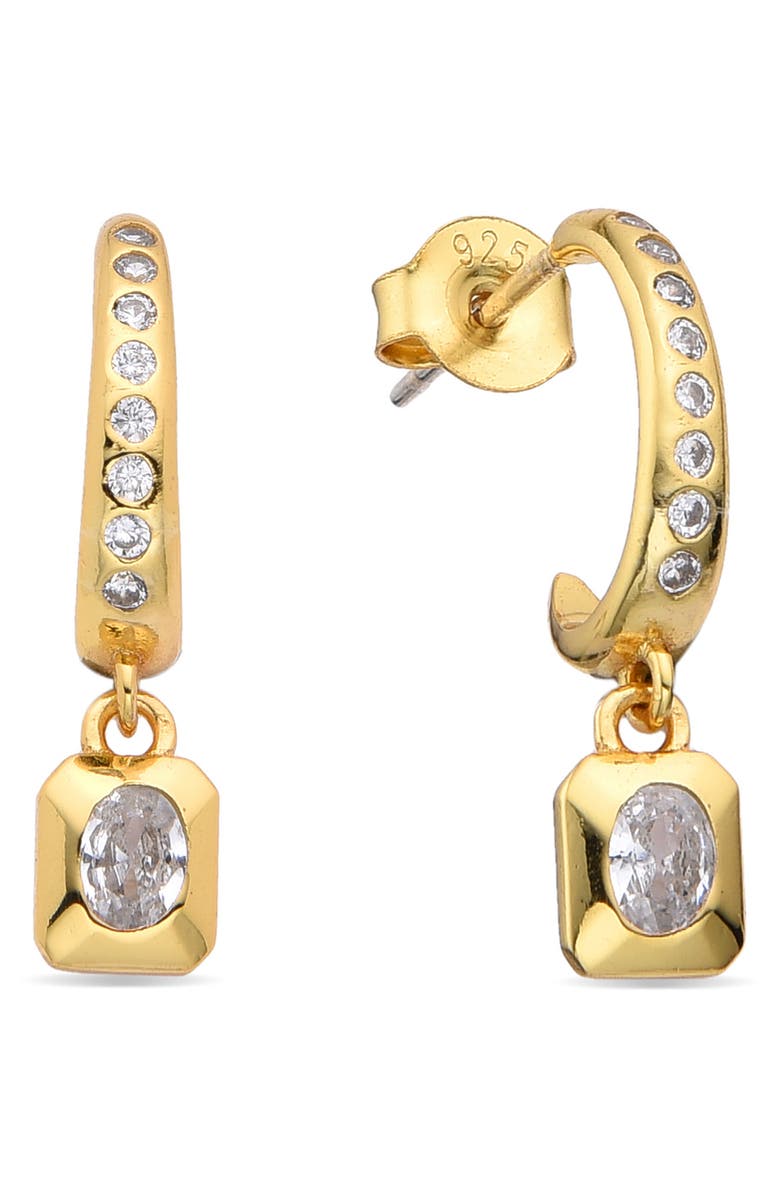 EYE CANDY LOS ANGELES Justine Dangle Huggie Hoop Earrings, Main, color, Gold