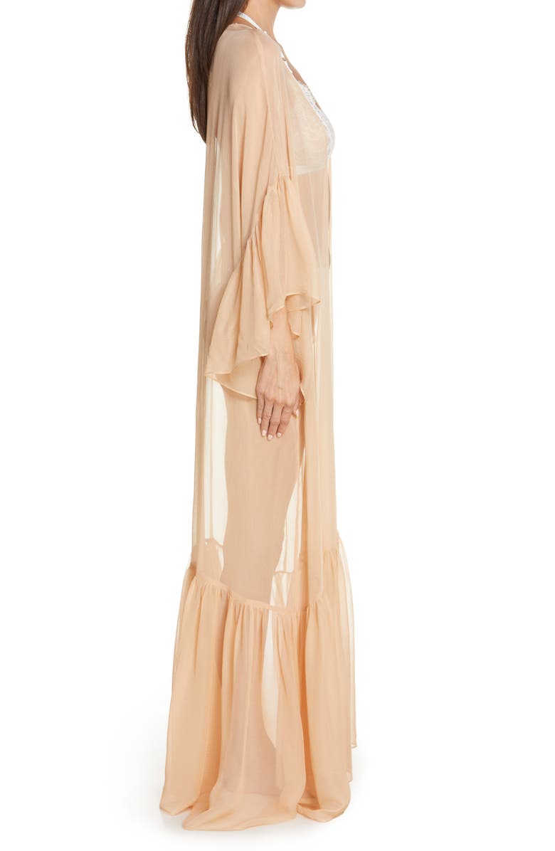 SUZY BLACK Birdie Silk Chiffon Duster Robe, Alternate, color,