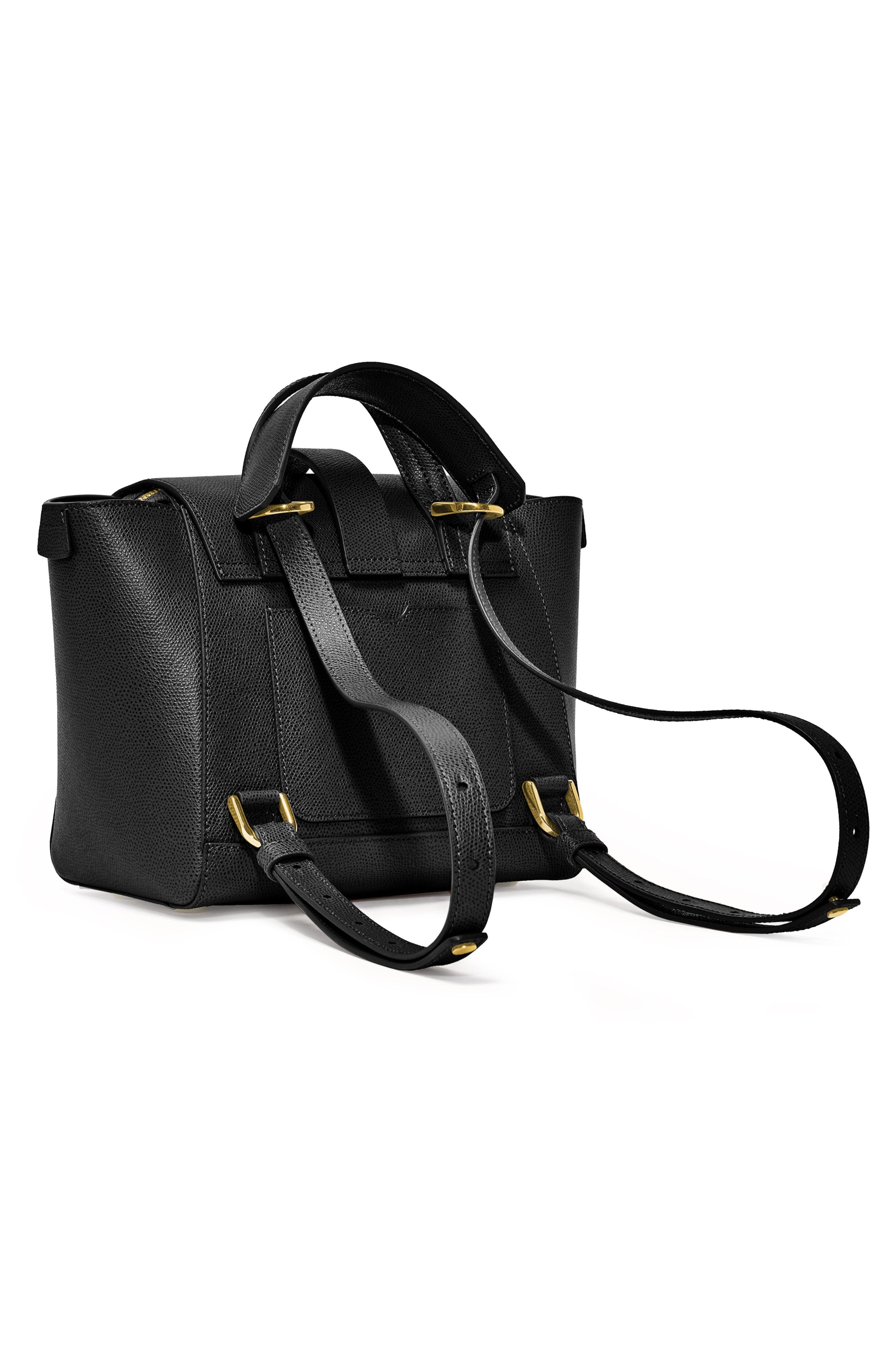 SENREVE Mini Maestra Pebbled Leather 4-Way Convertible Handbag, Alternate, color, Noir