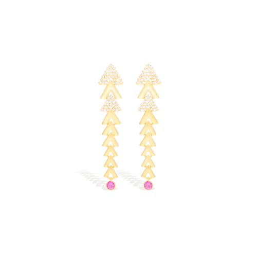 Campbell + Charlotte Spark Chevron Link Chandelier Earring In Gold