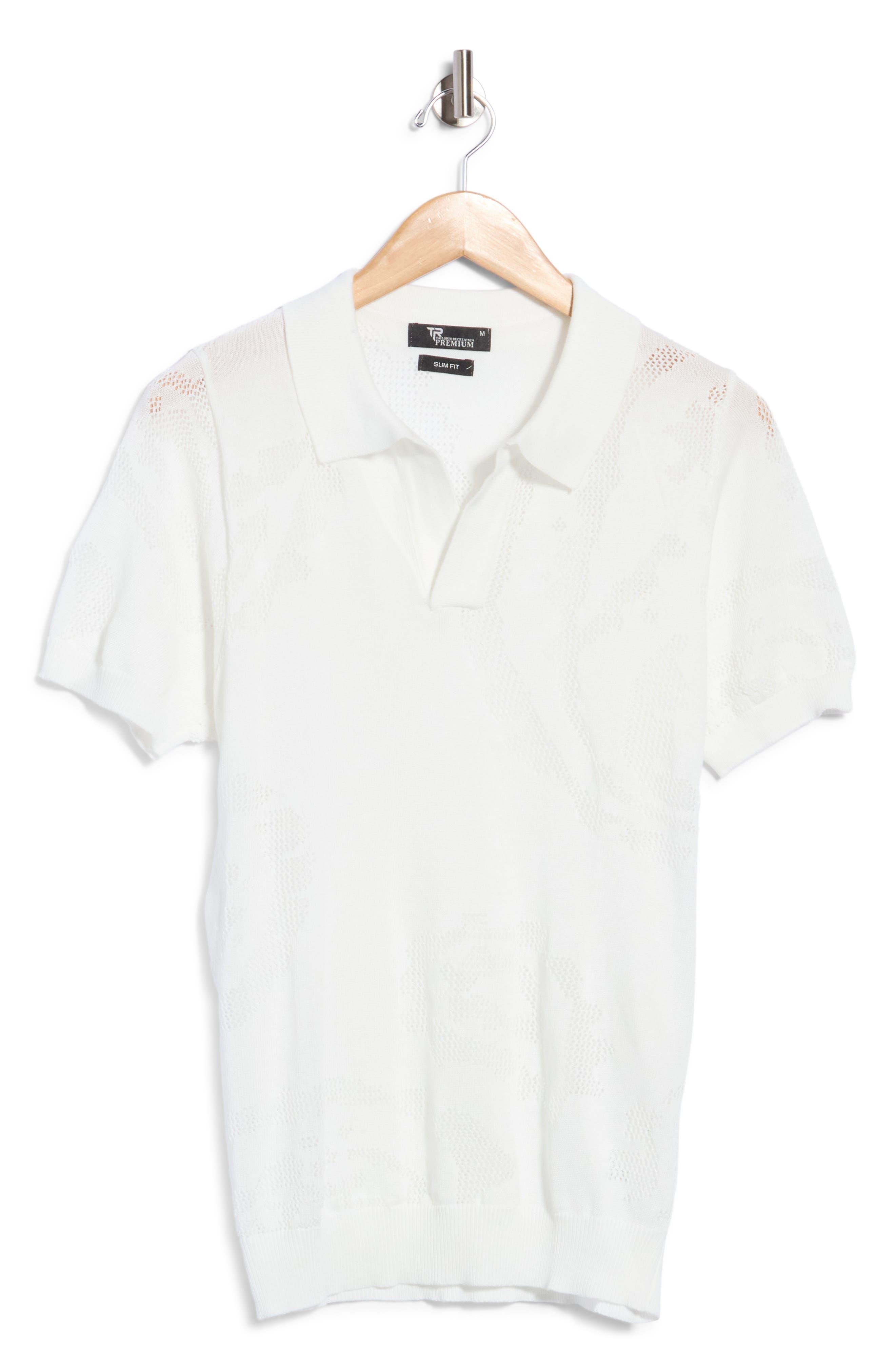 Jacquard Short Sleeve Open Collar Shirt