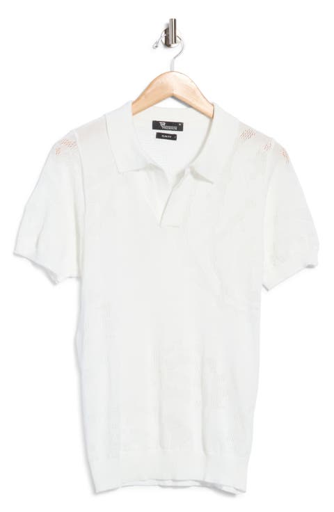 Jacquard Short Sleeve Open Collar Shirt