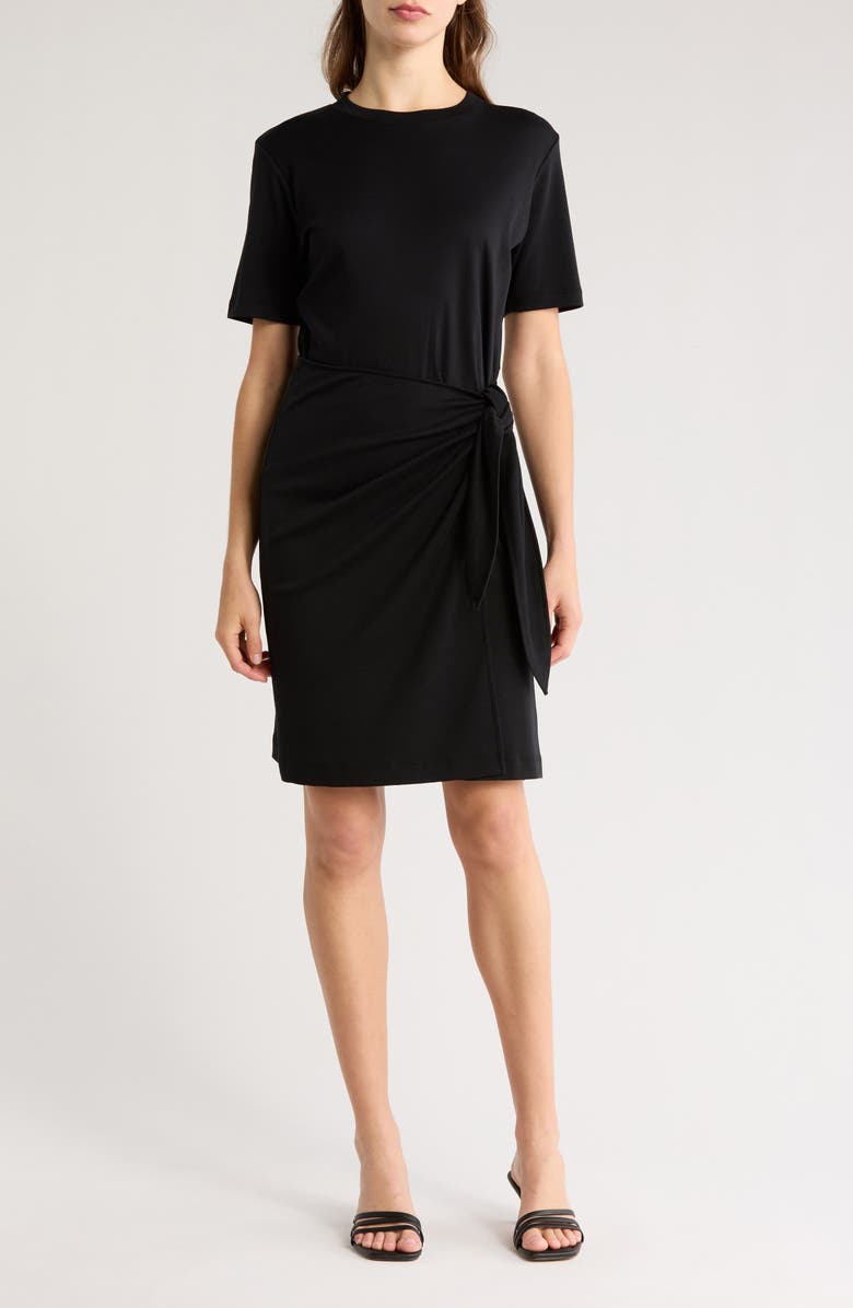 Vince Short Sleeve Side Tie T-Shirt Dress, Main, color, Black