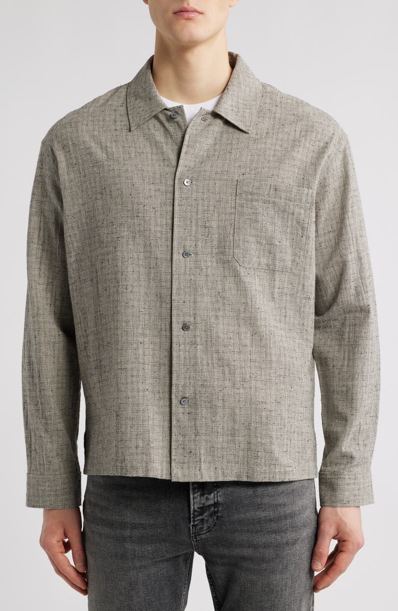 FRAME Textured Cotton & Linen Button-Up Shirt, Alternate, color, Beige Multi