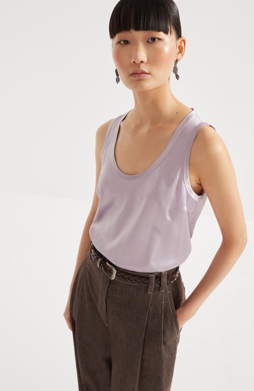 Brunello Cucinelli Silk Satin Reversible Tanktop In Lilac