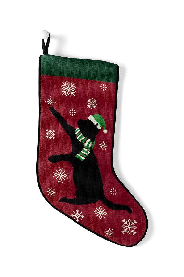 Needlepoint Personalized Christmas Stocking, Main, color, Red Cat