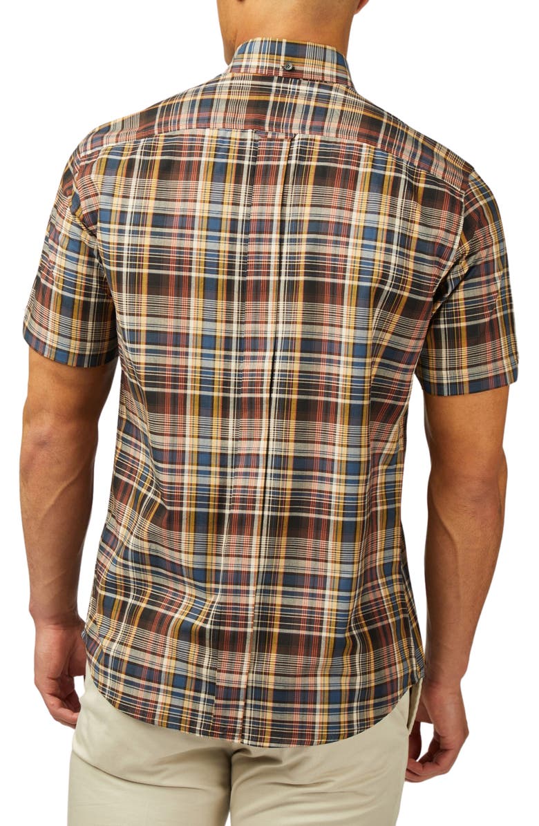 Ben Sherman Regular Fit Plaid Short Sleeve Button-Down Shirt, Alternate, color,