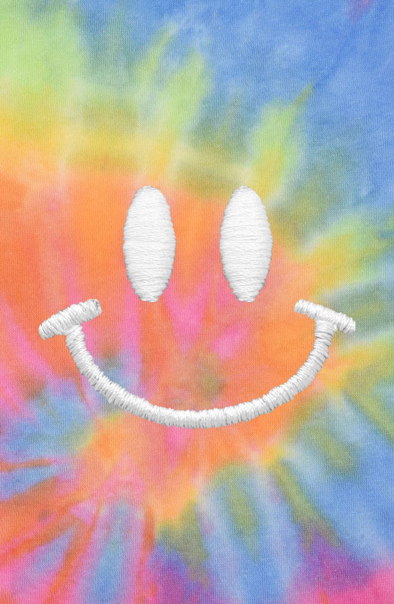 Dalix Smile Face Tie Dye Crewneck Sweatshirt, Alternate, color, Tie Dye Rainbow