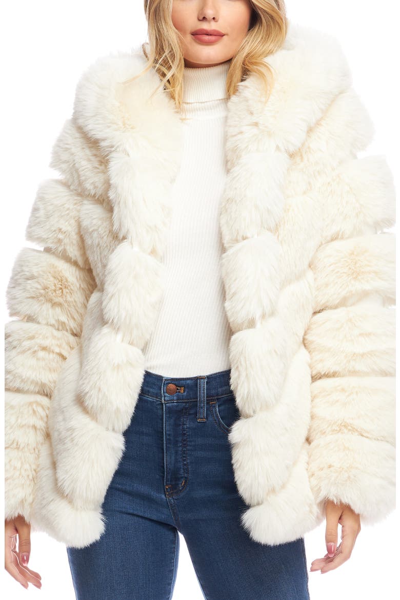 Chateau Quilted Faux Fur Hooded Coat, Main, color, IVORY
