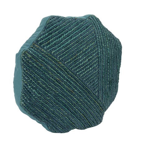 16 Inches Cotton and Jute Embroidered Octagon Shaped Pillow