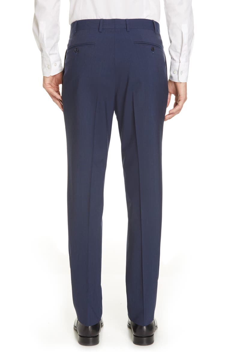 Flat Front Classic Fit Solid Stretch Wool Dress Pants, Alternate, color, NAVY