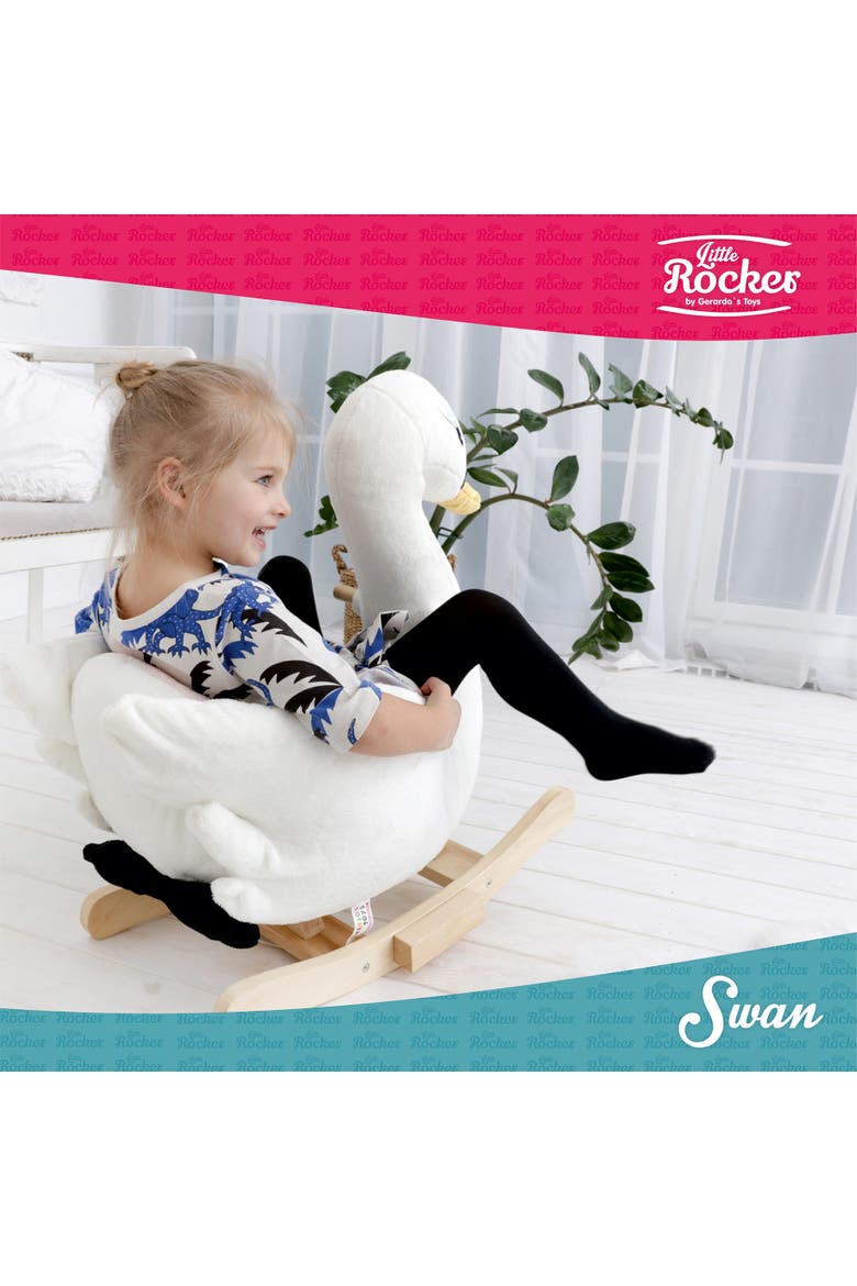 Little Rockers Swan Wooden Plush Ride, Alternate, color, Multicolored