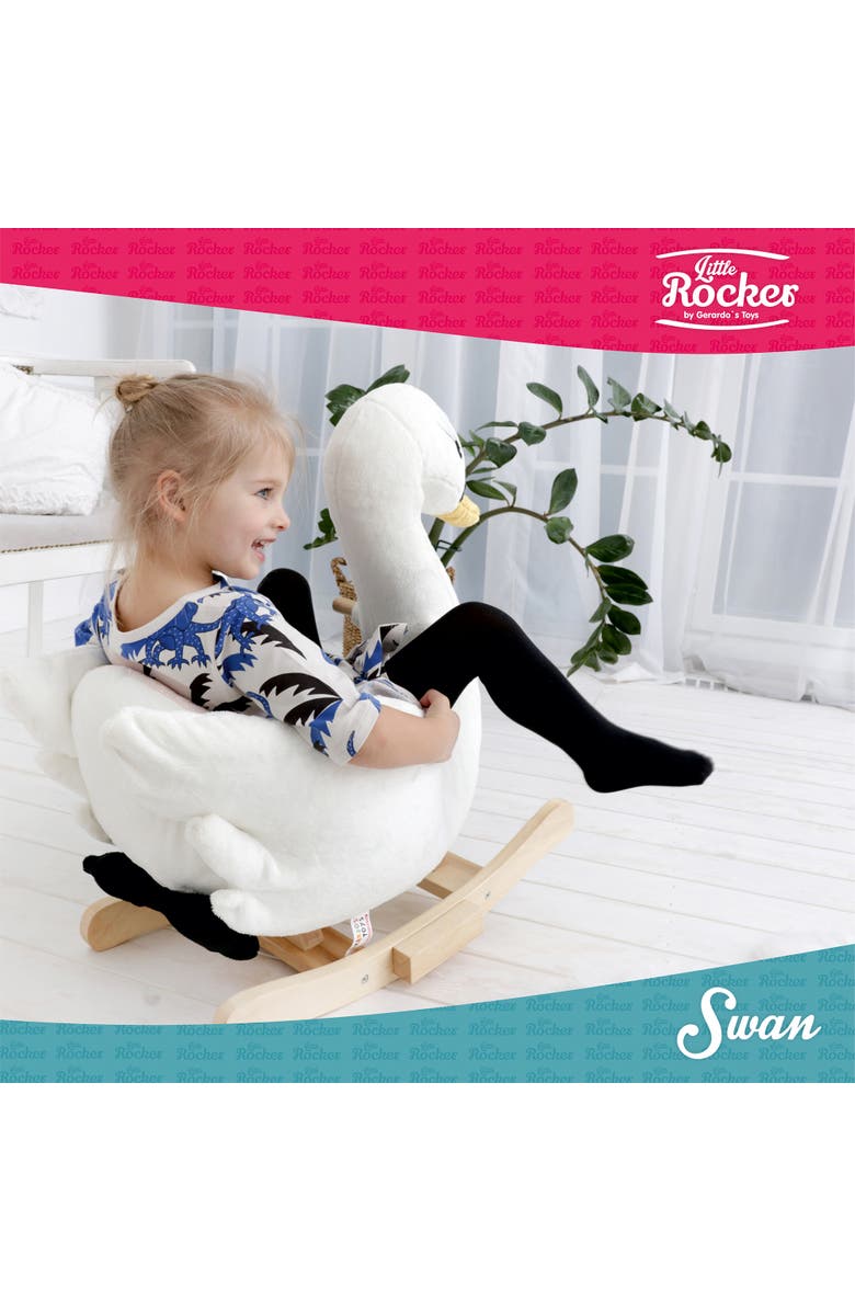 Gerardo´s Toys Little Rockers Swan Wooden Plush Ride, Alternate, color, Multicolored