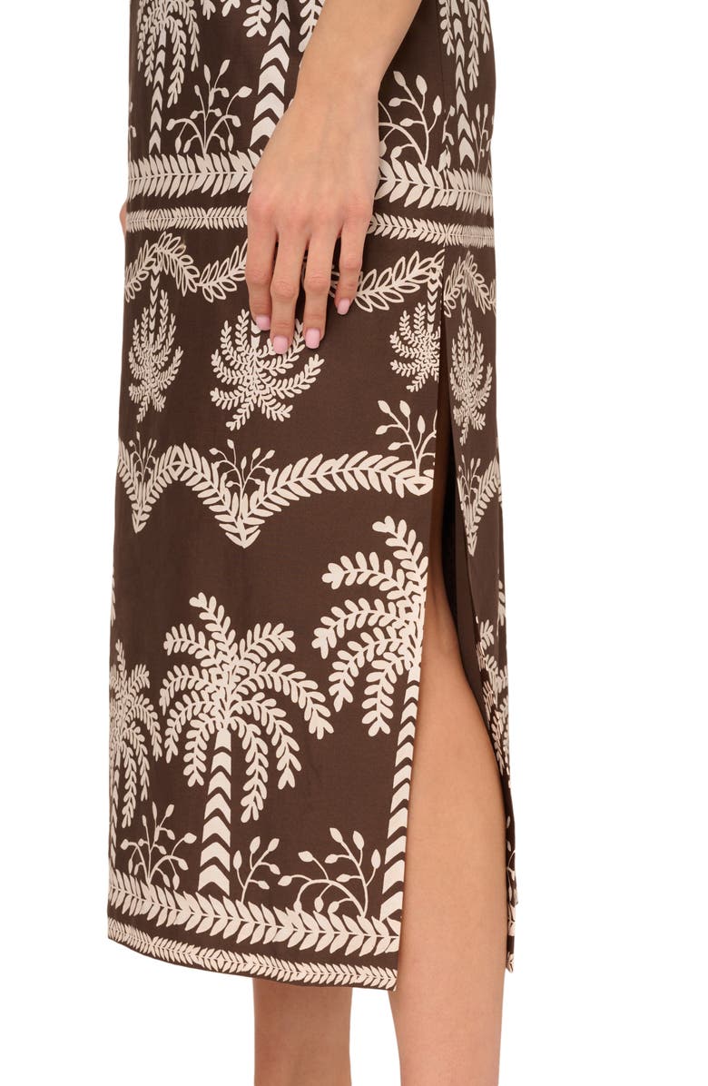 Adrianna Papell Print Smocked Sleeveless Midi Dress, Alternate, color, Brown/ Ivory