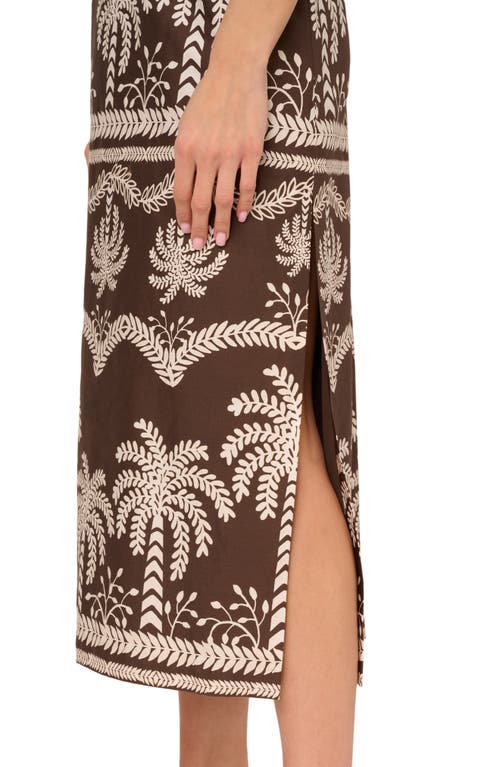 ADRIANNA PAPELL ADRIANNA PAPELL PRINT SMOCKED SLEEVELESS MIDI DRESS 