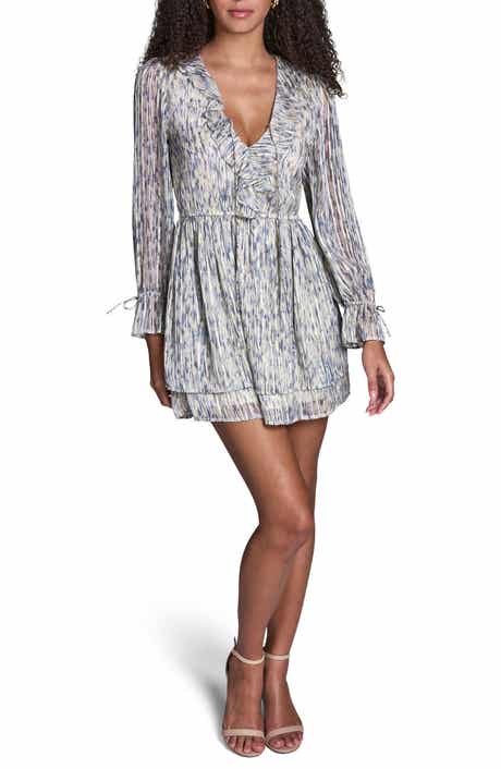 BCBG Abstract Print Chiffon Long Sleeve Minidress