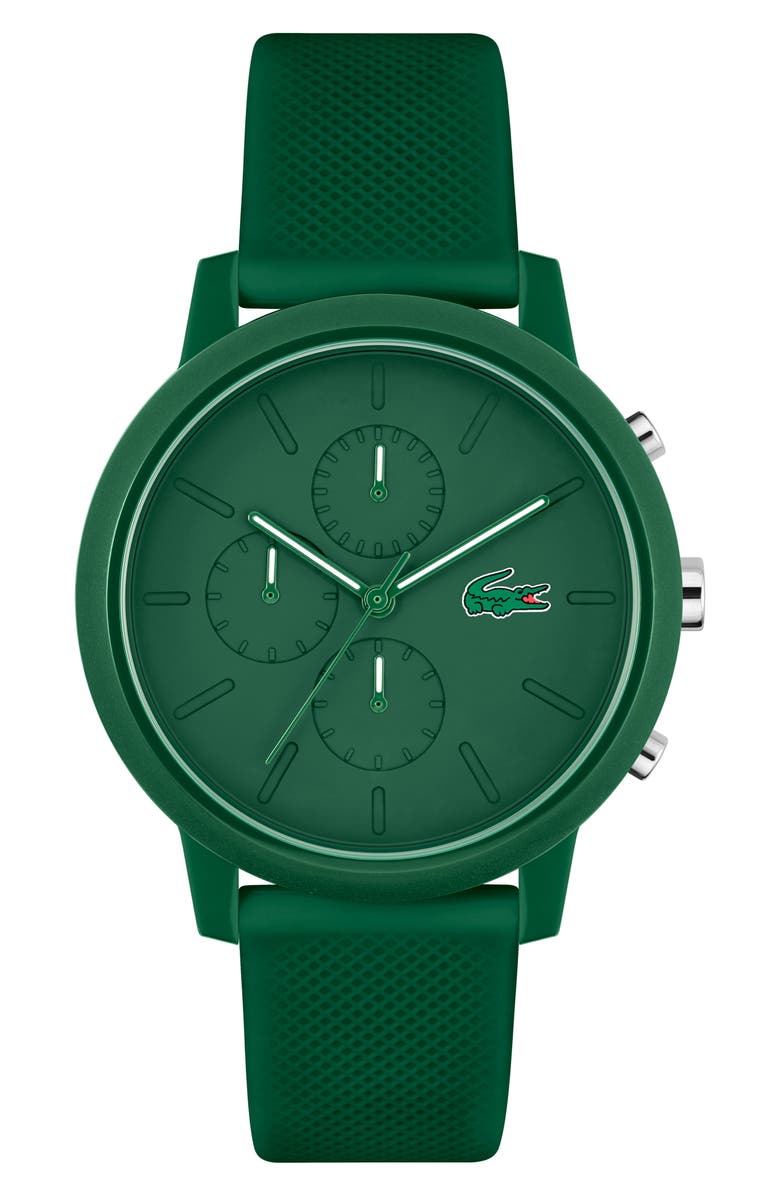 Lacoste 12.12 Chronograph Silicone Strap Watch, 44mm, Main, color, 