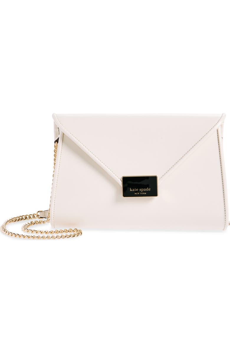 Kate Spade New York anna medium envelope leather convertible clutch, Main, color, Parchment