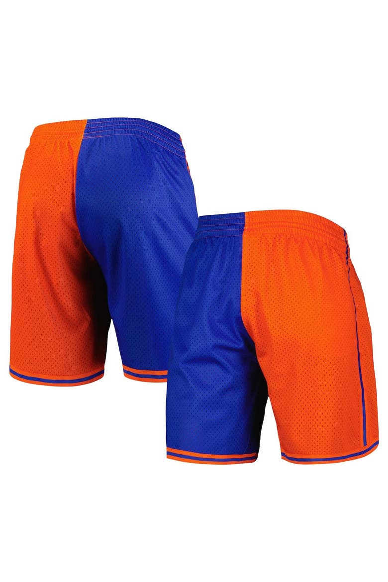 Men's Mitchell & Ness Blue/Orange New York Knicks Hardwood Classics 1996 Split Swingman Shorts, Main, color, Blue