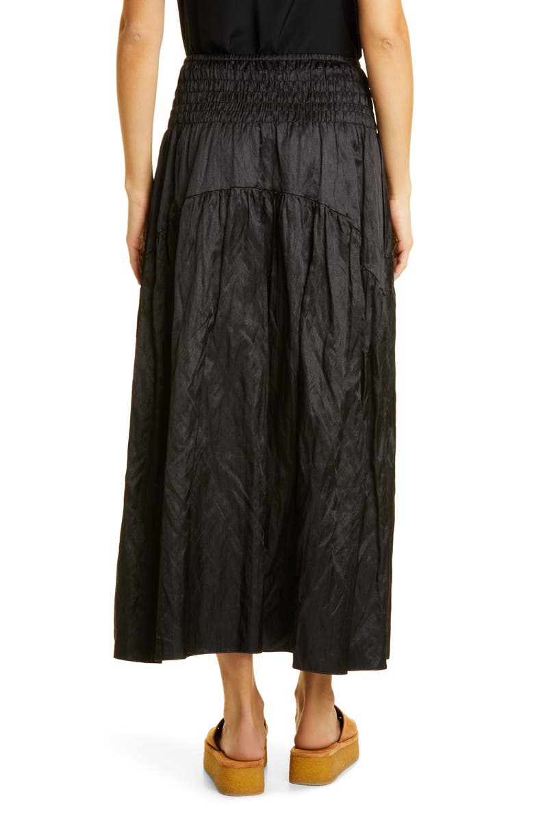 Vince Metallic Smock Waist Tiered Cotton Blend Skirt, Alternate, color, 