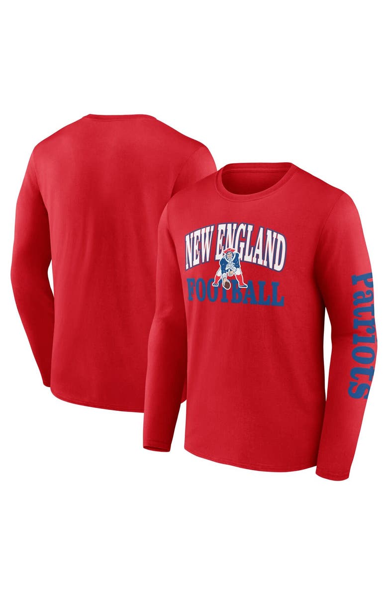 FANATICS Men's Fanatics Red New England Patriots Vintage Combo Up Two Long Sleeve T-Shirt, Main, color, 
