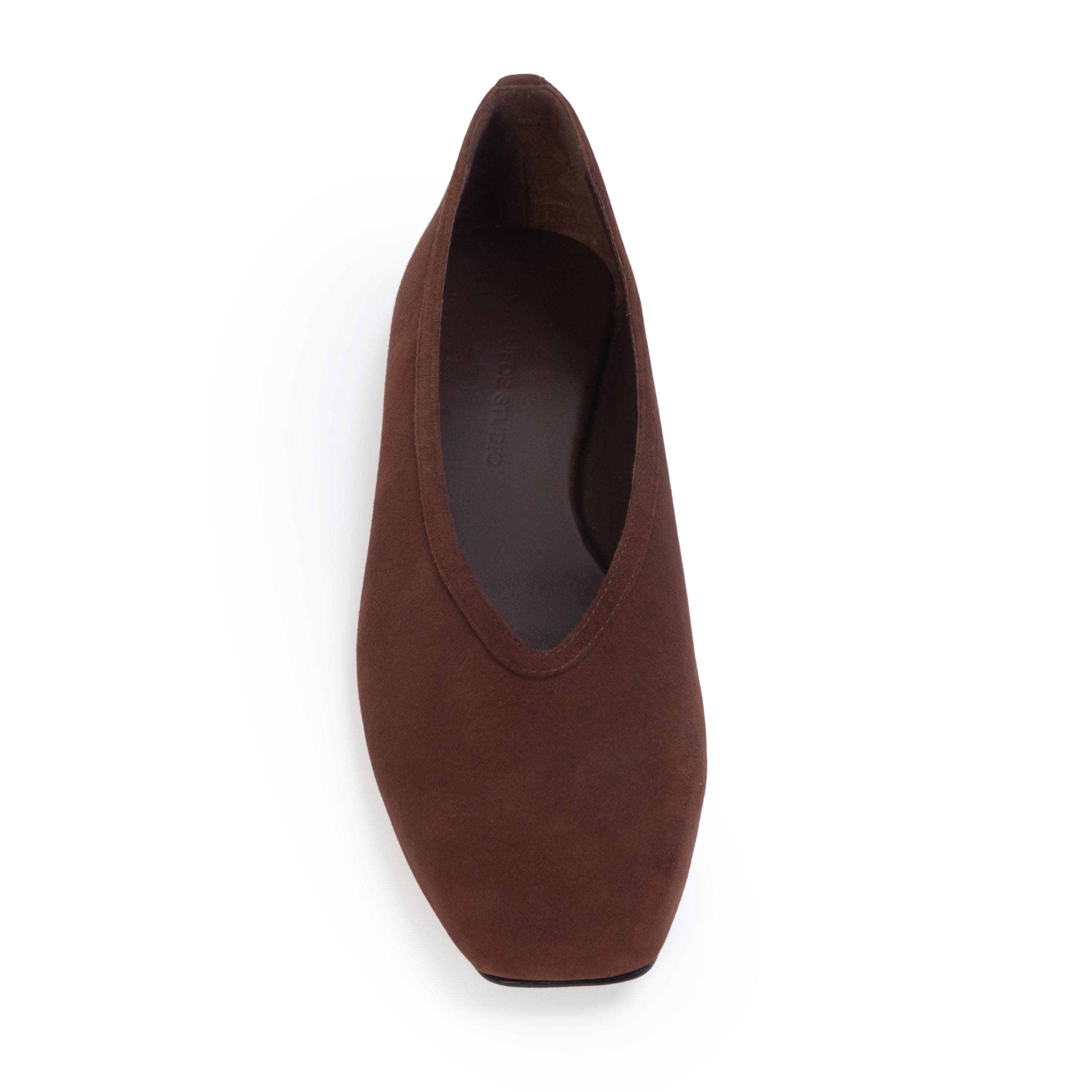 Ayra Suede Ballerina, Alternate, color, Brownie Suede
