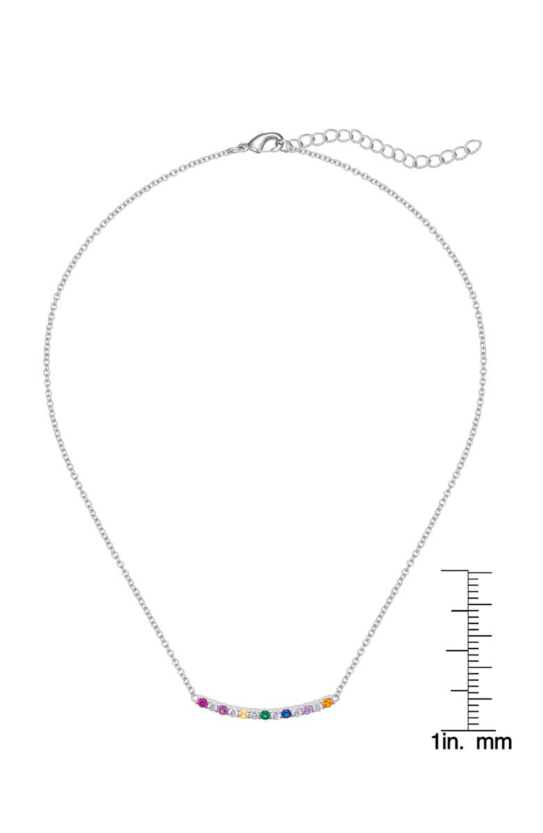 Lily Nily Kids' Cubic Zirconia Bar Pendant Necklace, Alternate, color, Pink Multi