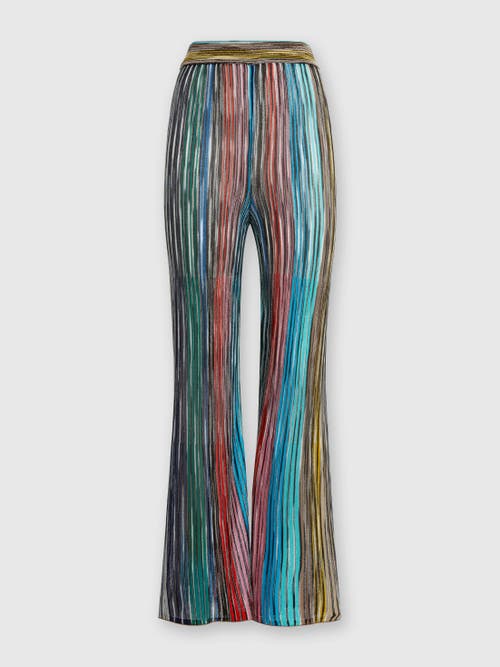 Missoni Metallic Striped Ribbed-knit Flared Pants In Multicoloured