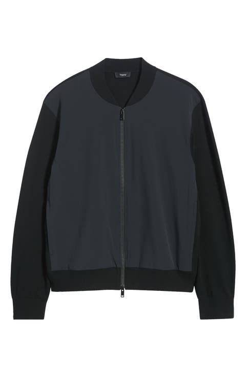 Mixed Media Sweater Bomber Jacket