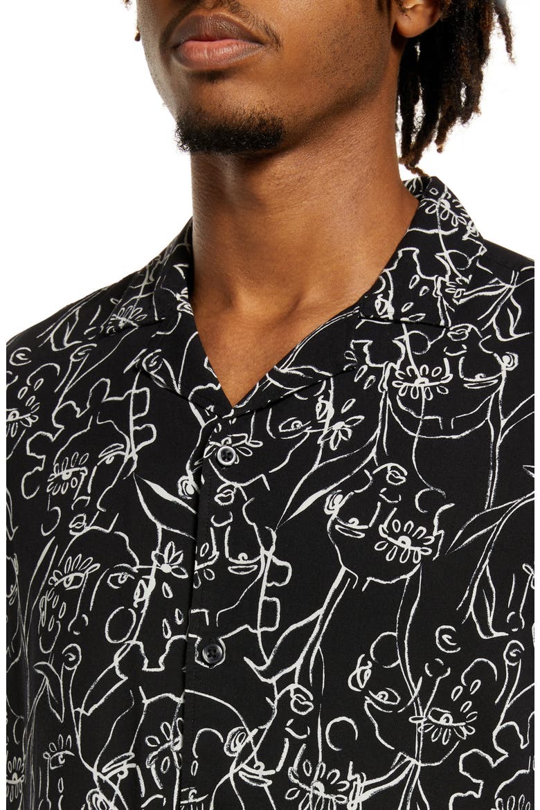 Cristina Martinez Gender Inclusive Button-Up Shirt, Alternate, color, BLACK RADIATE BLOOMS