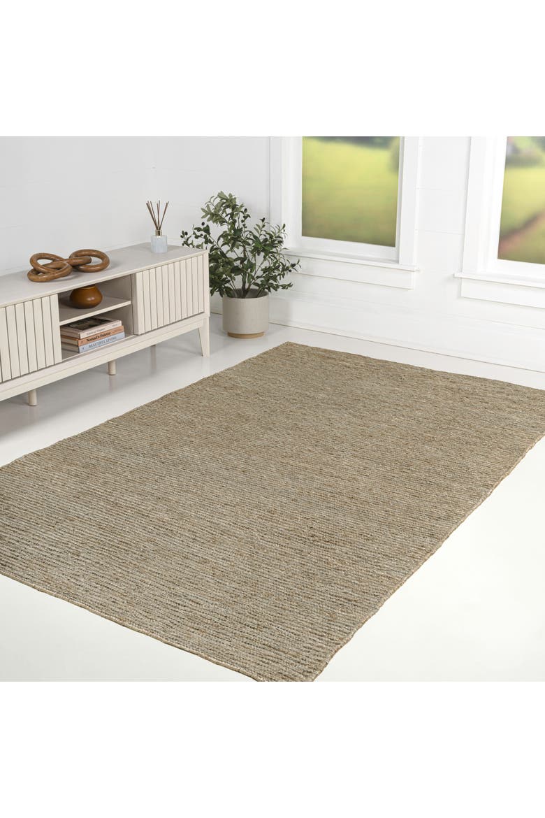 Griffin Rustic Farmhouse Woven Jute Solid Area Rug, Alternate, color, Gray
