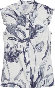 Erdem Print Sleeveless Cotton Shirt