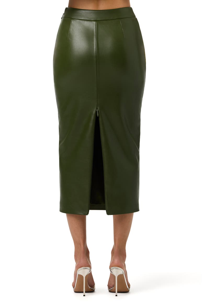 Faux Leather Pencil Midi Skirt, Alternate, color, DARK OLIVE