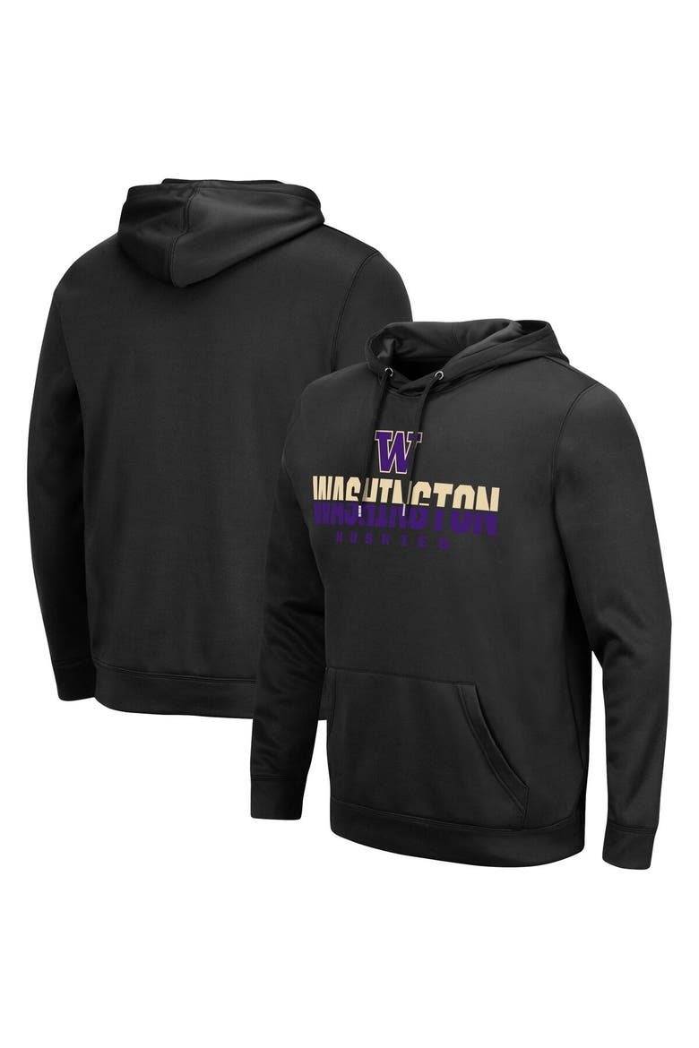 Men's Colosseum Black Washington Huskies Lantern Pullover Hoodie, Main, color, Black
