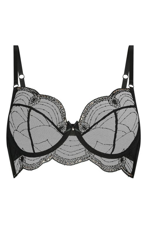 HUNKEMOLLER HUNKEMÖLLER RUBY EMBELLISHED EMBROIDERED MESH UNDERWIRE BRA 