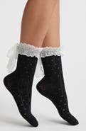 HIGH HEEL JUNGLE Lace Trim Cotton Blend Crew Socks