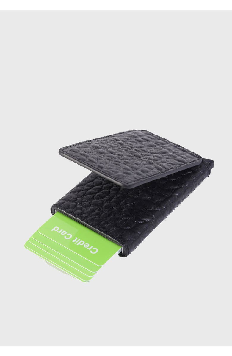 Furniq UK Genuine Leather Elephant Pattern Card Holder, Alternate, color, Black