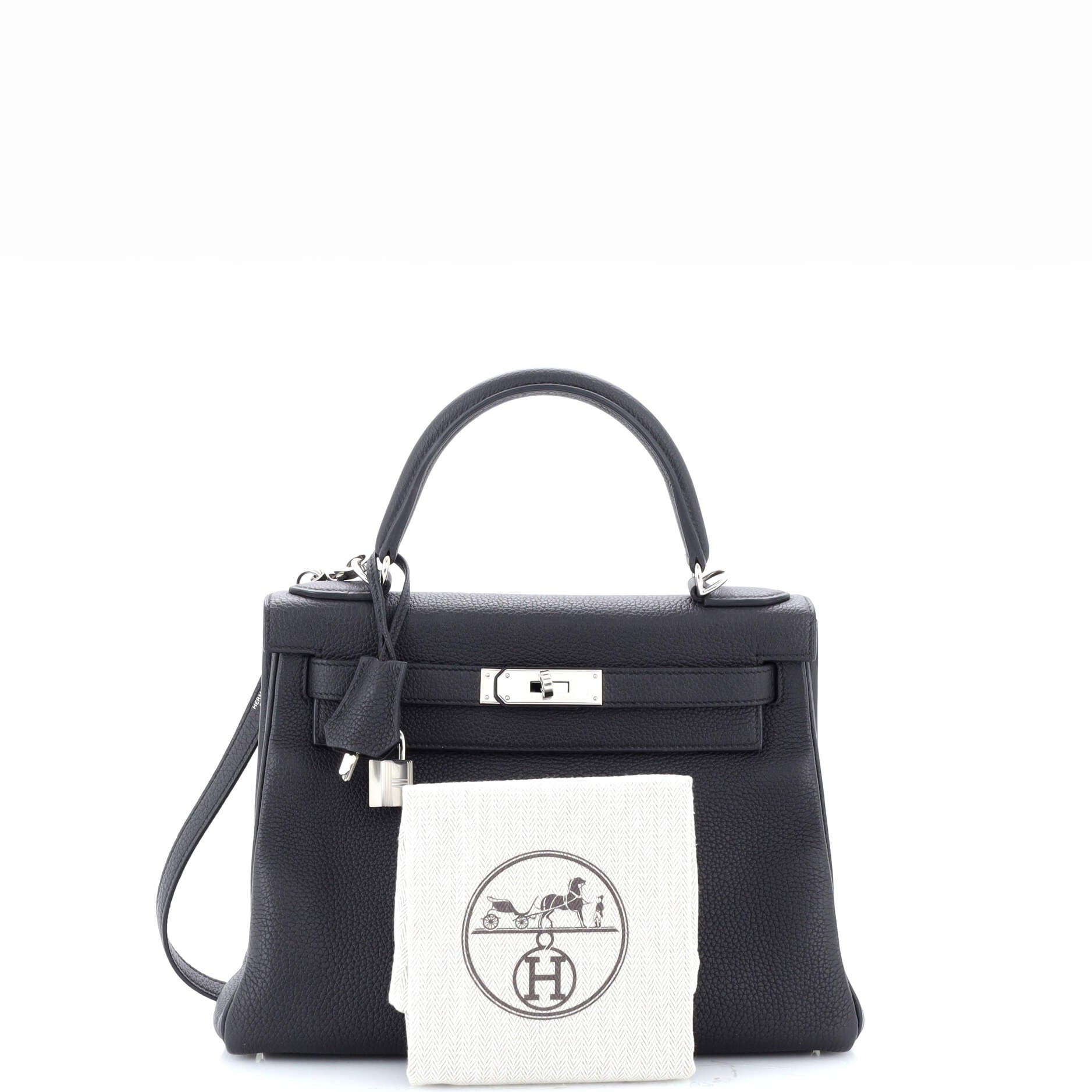 Pre-Owned Hermes Kelly Handbag Black Togo with Palladium Hardware 28, Alternate, color, 