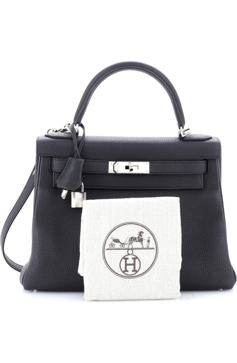Pre-Owned Hermes Kelly Handbag Black Togo with Palladium Hardware 28, Alternate, color,