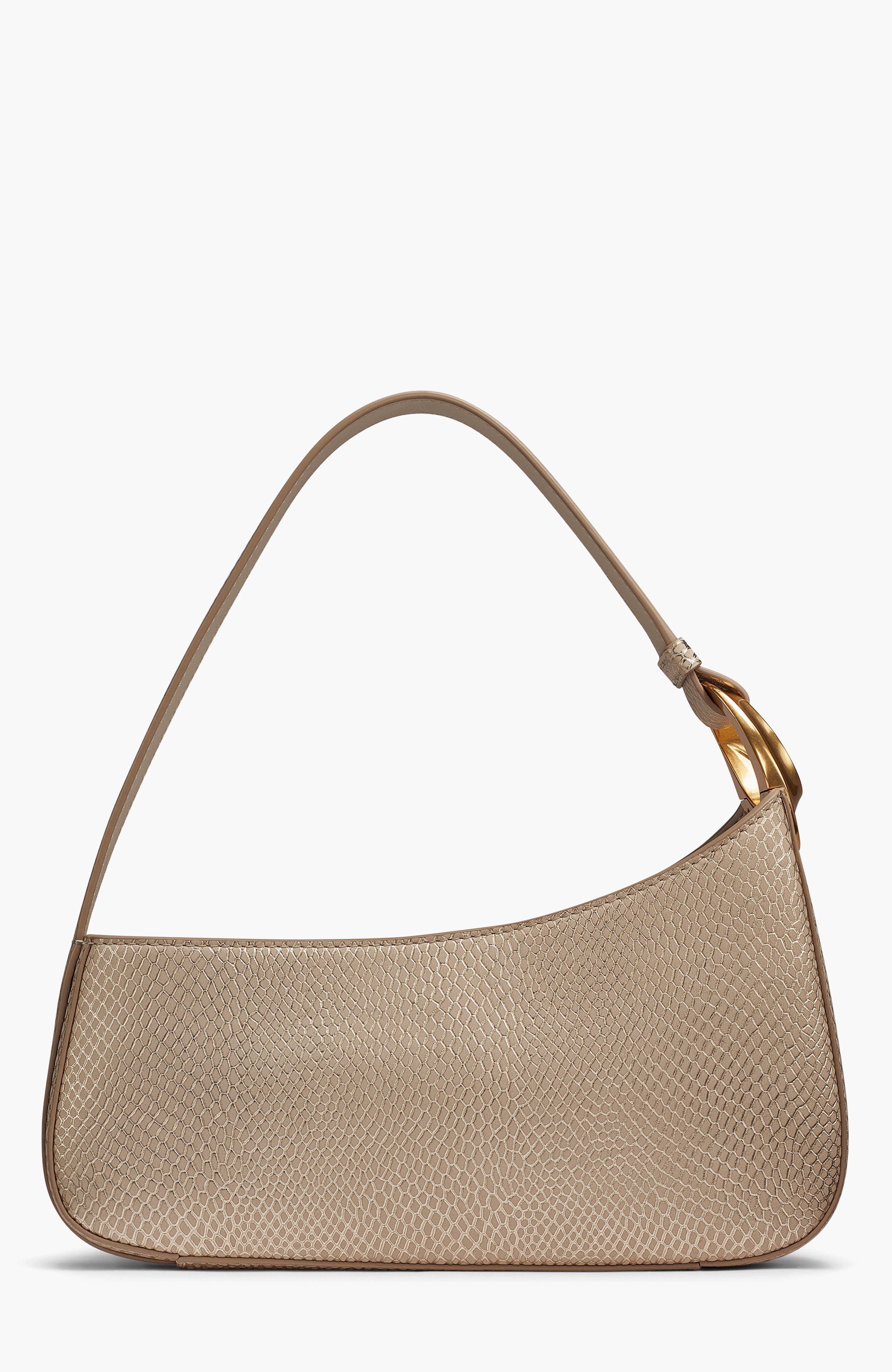 Donna Karan New York Jersey Snake Shoulder, Alternate, color, Metallic Bone